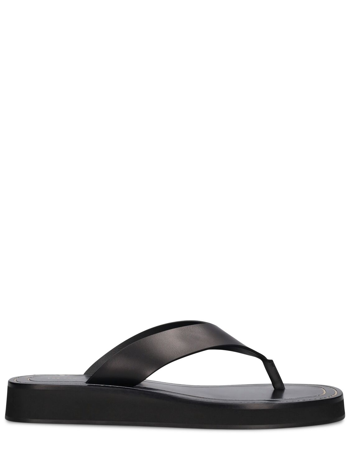 The Row 20mm Ginza Leather Flat Shoes In Black