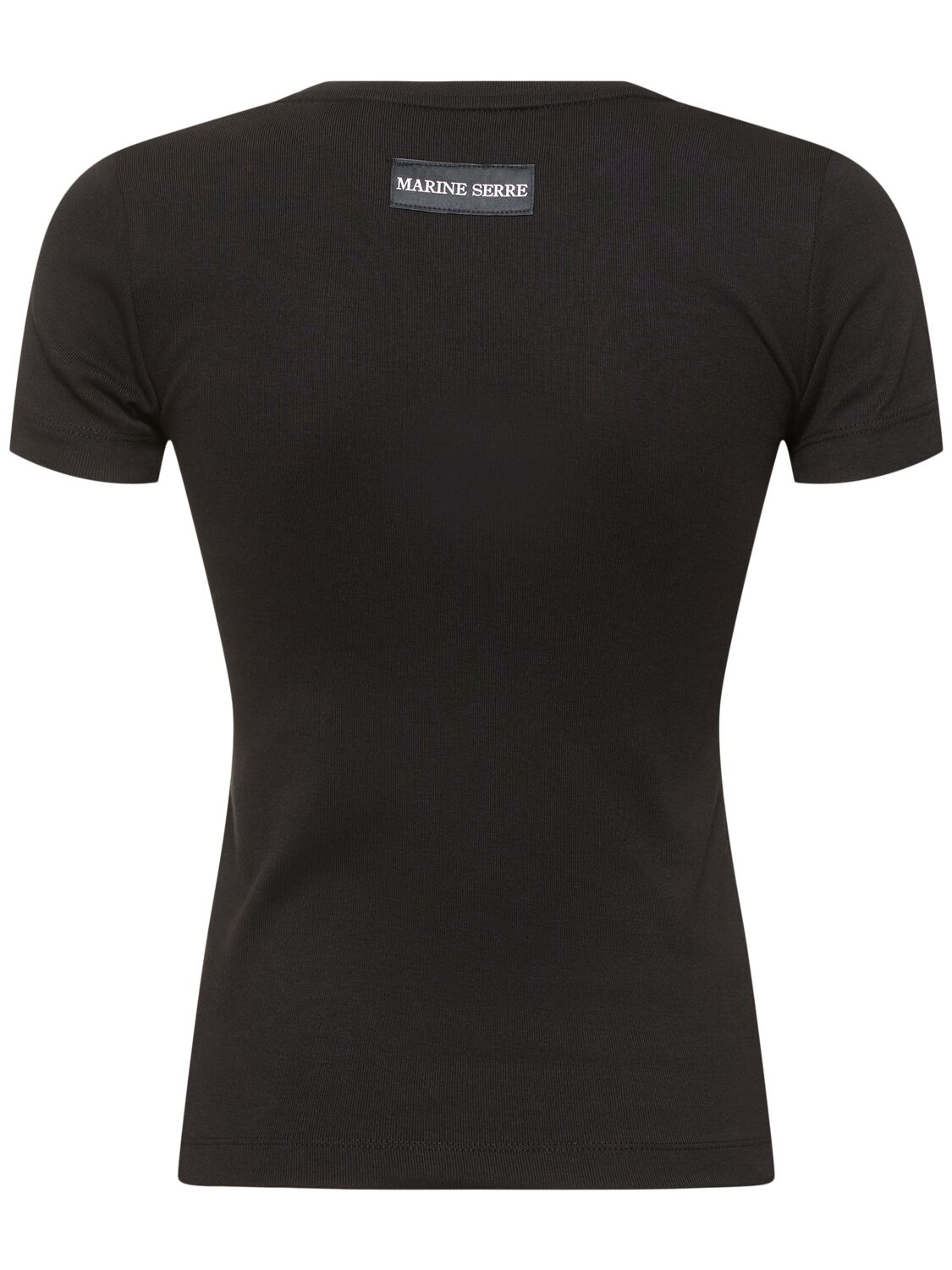 Shop Marine Serre Cotton Rib Short Sleeve T-shirt In Black