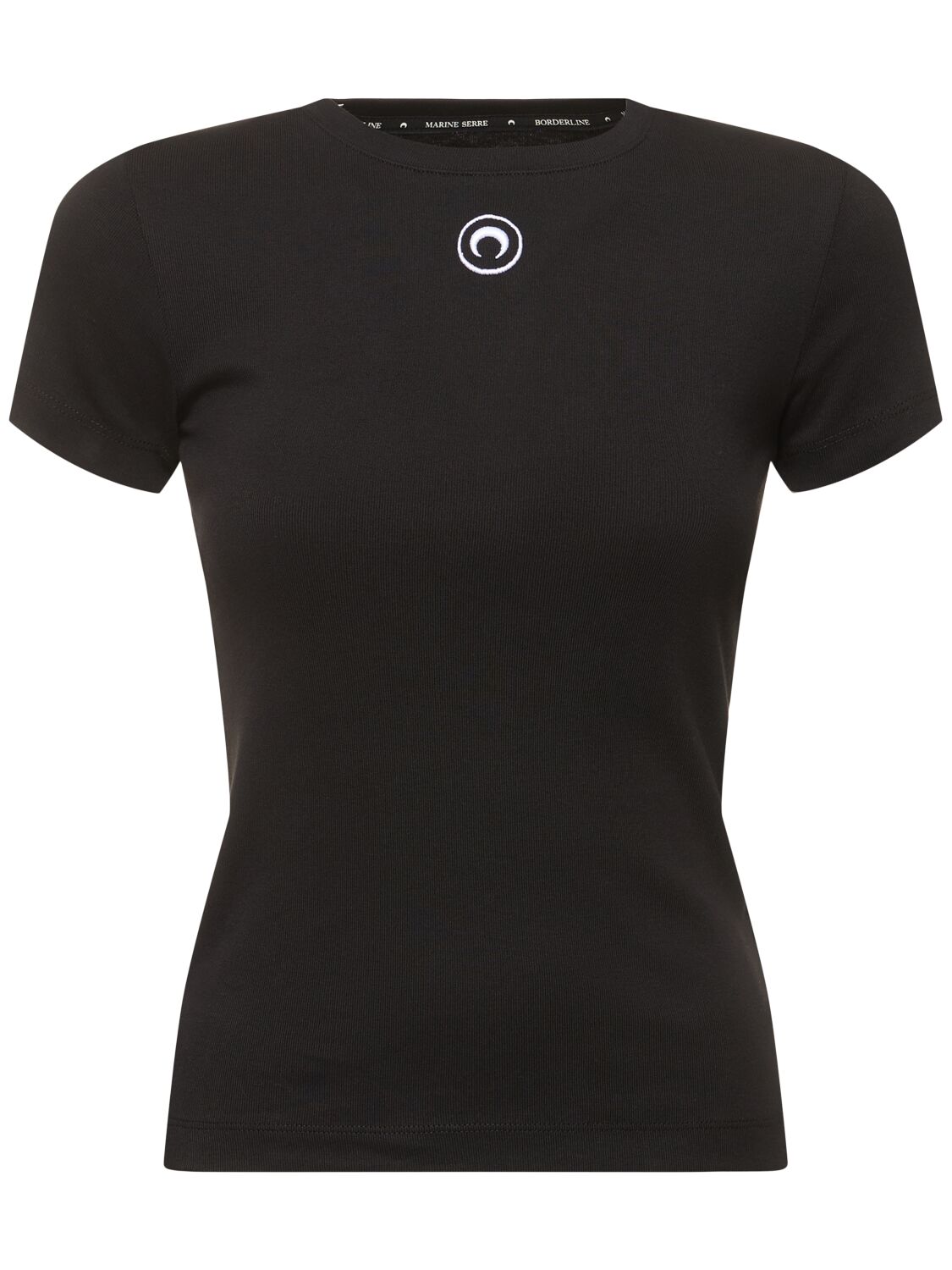 Marine Serre Cotton Rib Short Sleeve T-shirt In Black