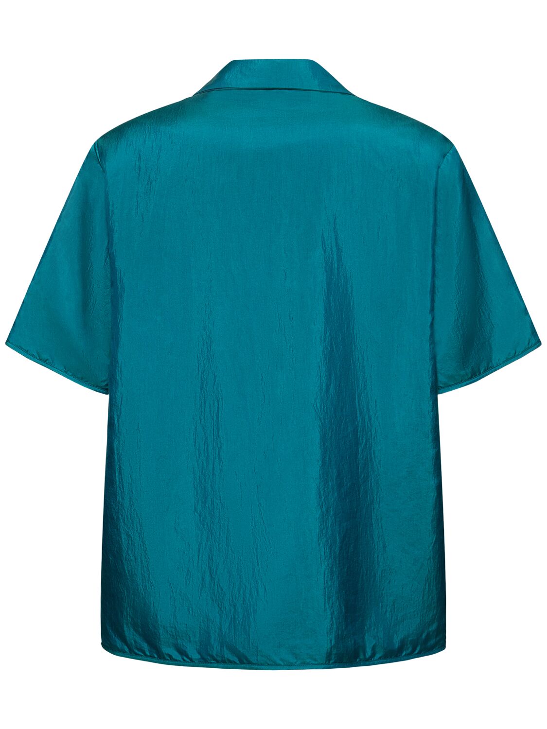 Shop Jil Sander Shirt 36 Nylon Silk Canvas Shirt In Deep Teal