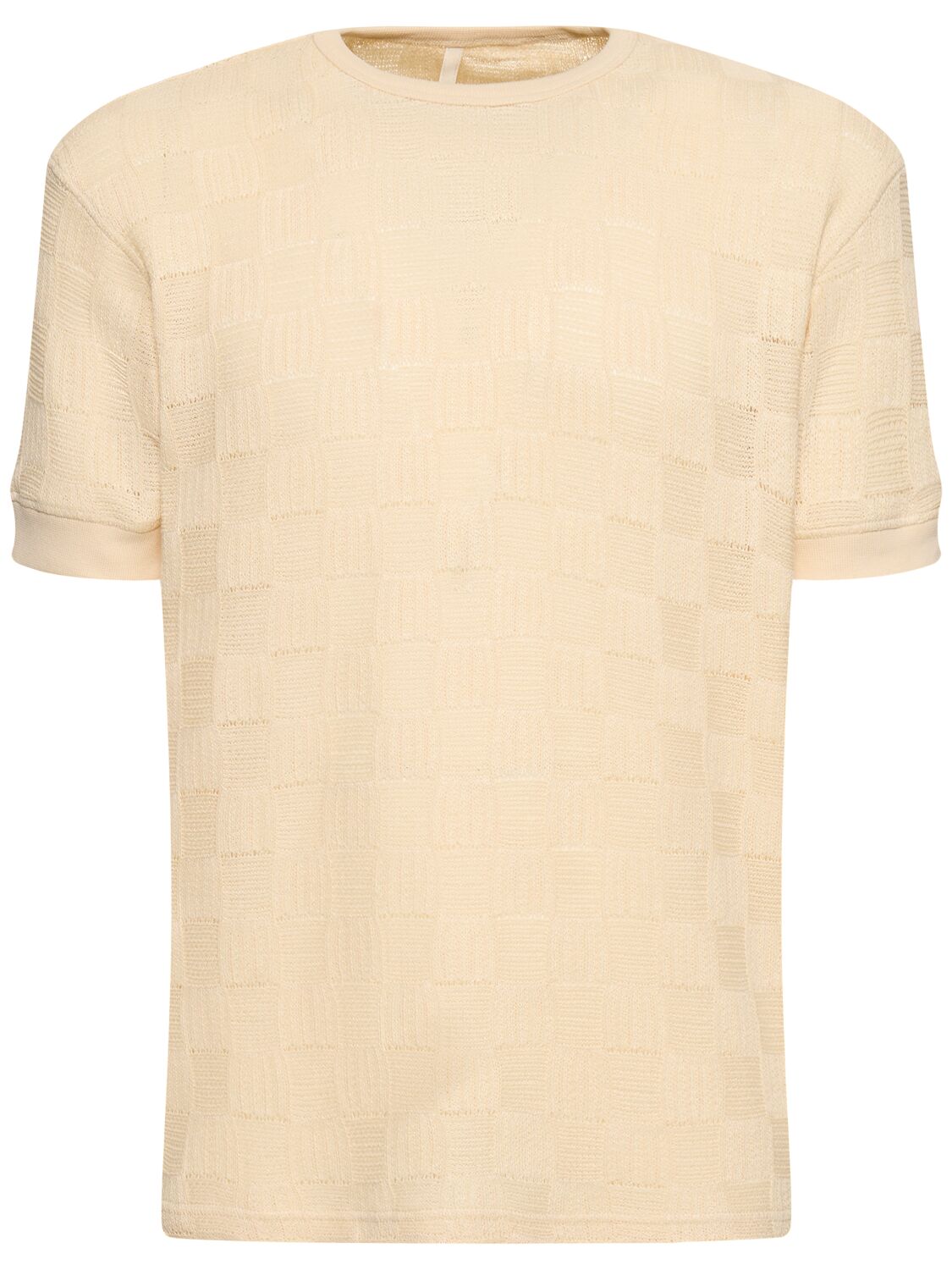Sunflower Gym Linen Blend Jacquard T-shirt In Vanilla