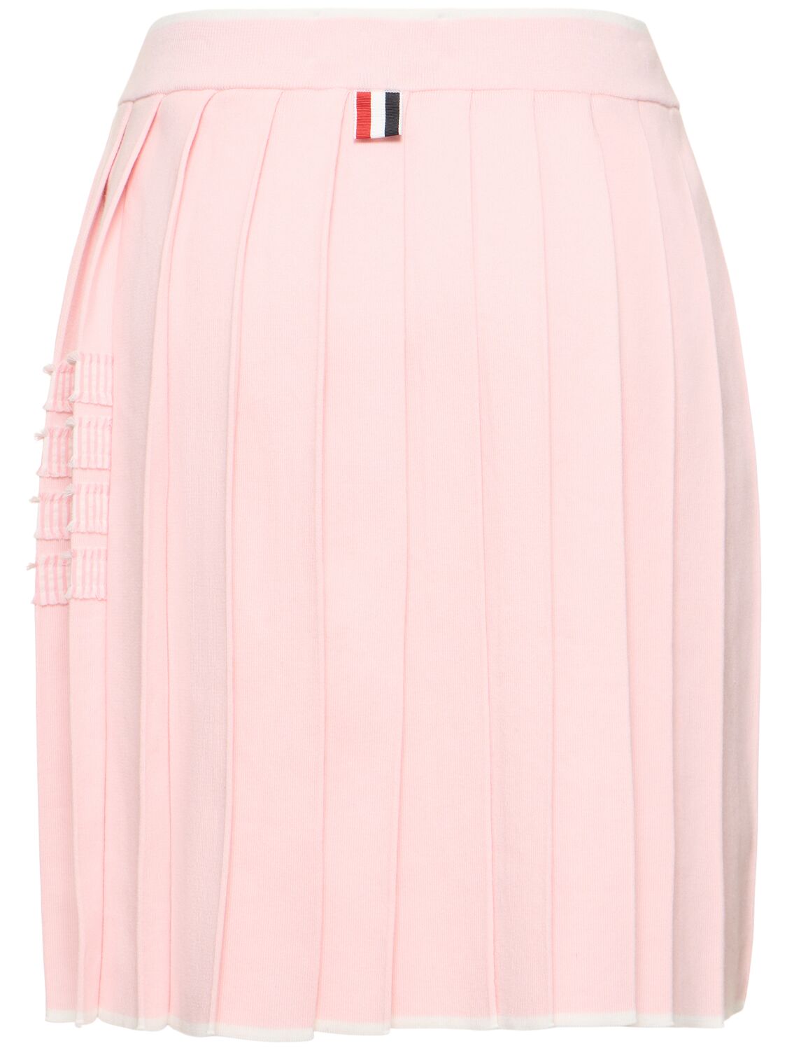 Shop Thom Browne Pleated Cotton Knit Mini Skirt In Pink
