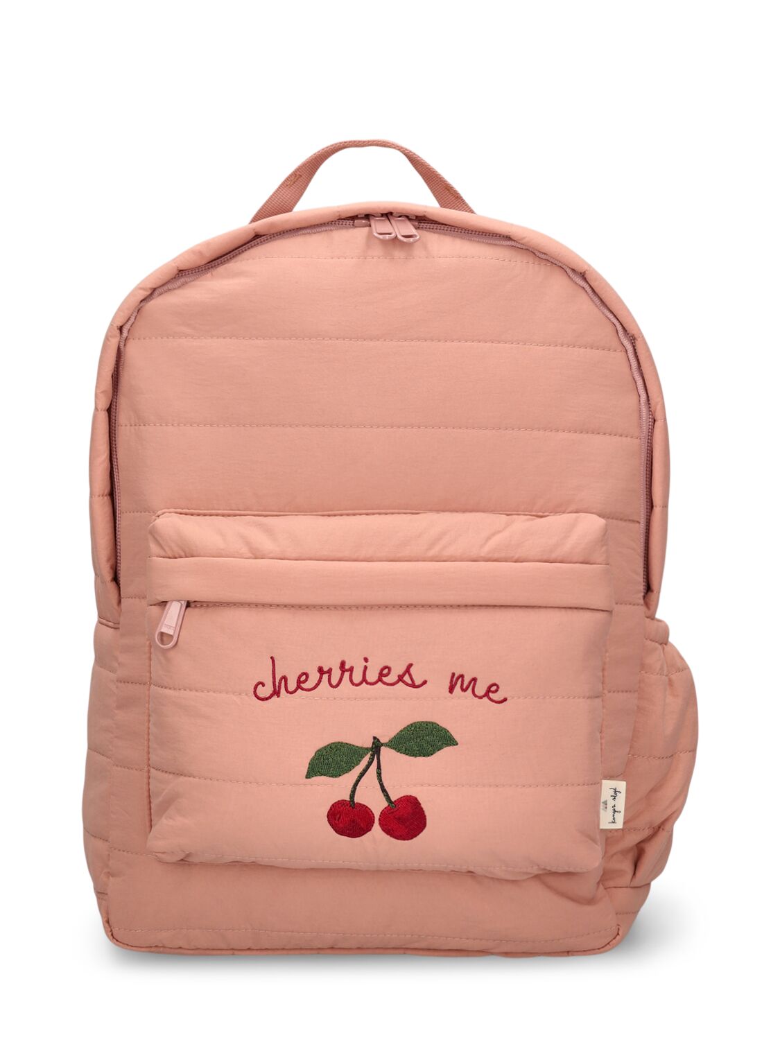 Konges Sløjd Kids' Cherries Me Embroidered Nylon Backpack In Dark Pink