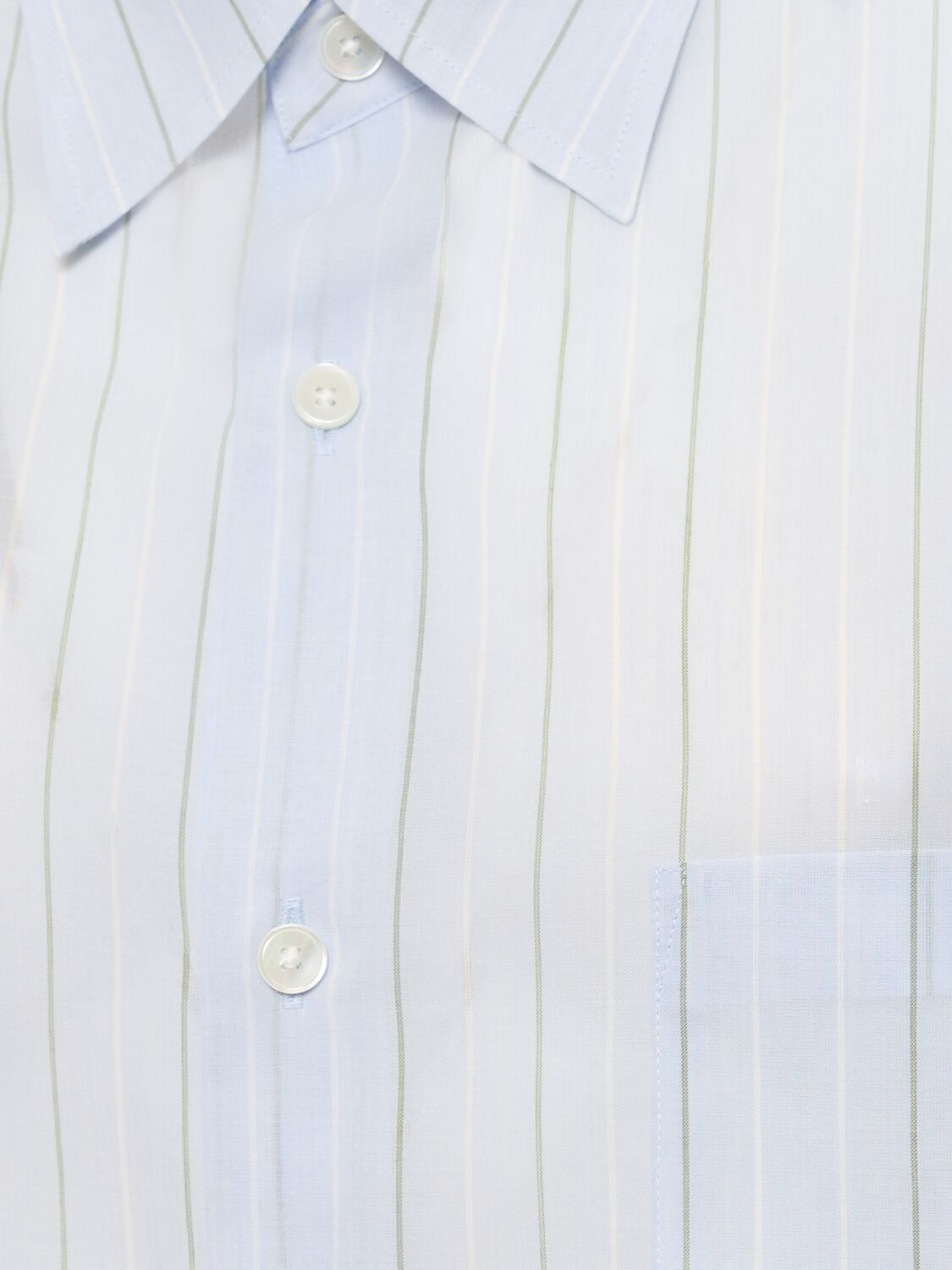 Shop Auralee Striped Organza Cotton Shirt In Blue,multi