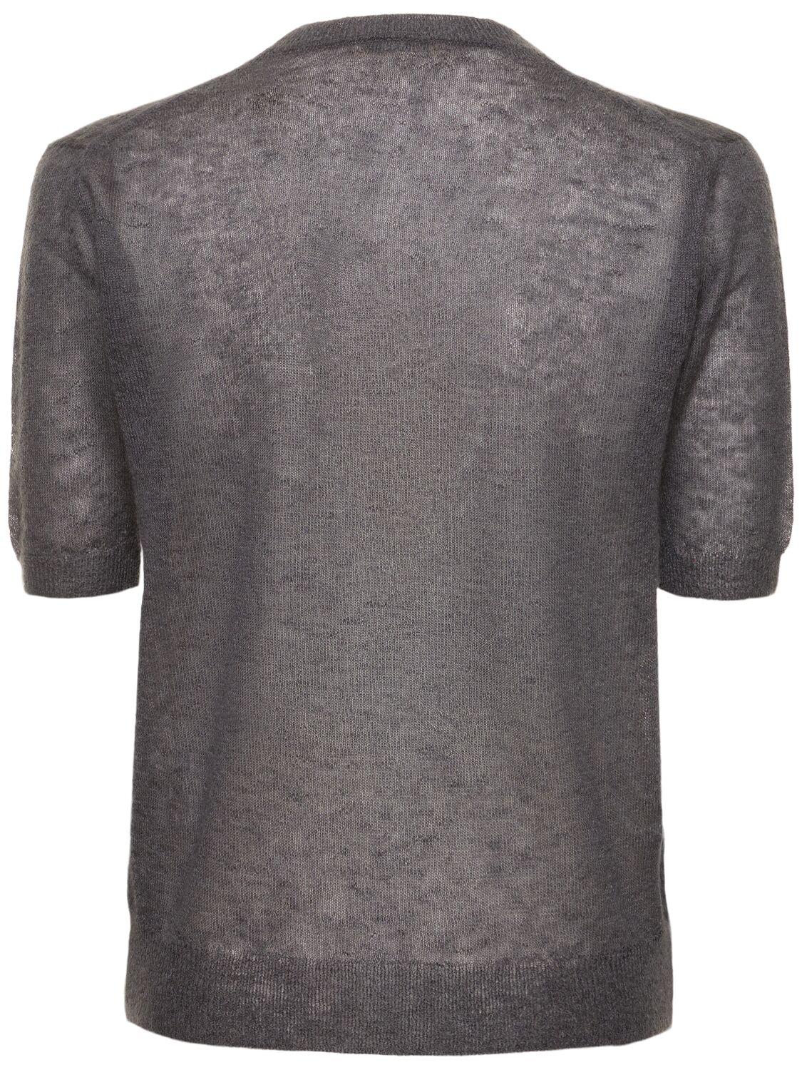 Shop Auralee Mohair & Wool Knit T-shirt In Grey