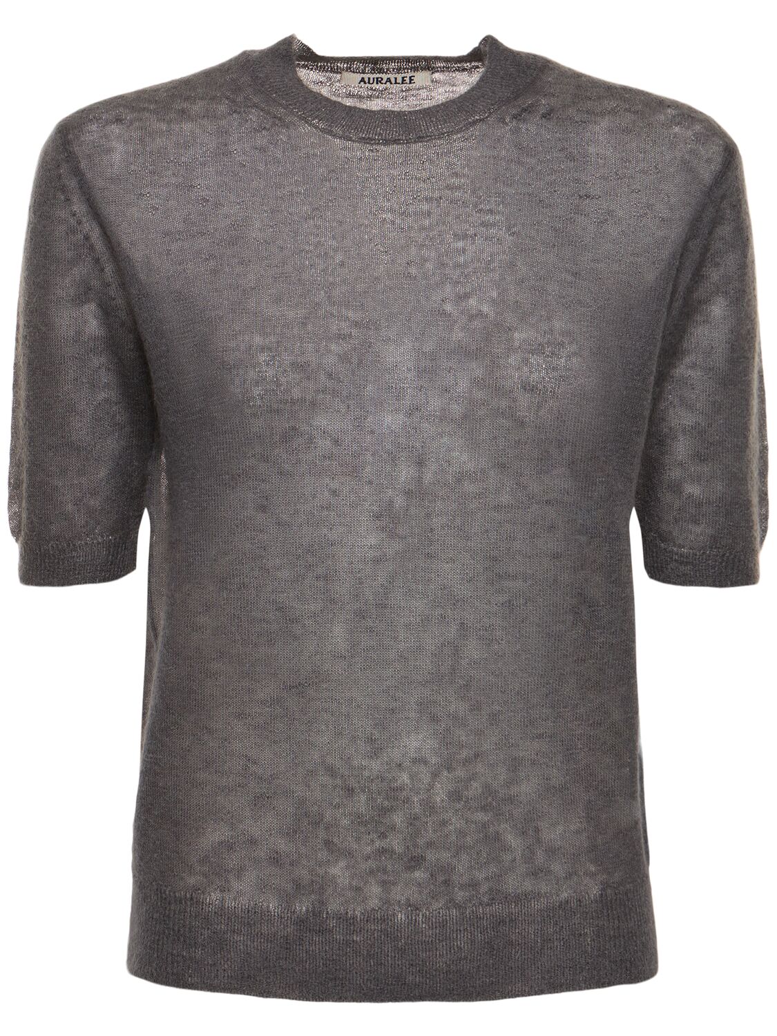 Auralee Mohair & Wool Knit T-shirt In Grey