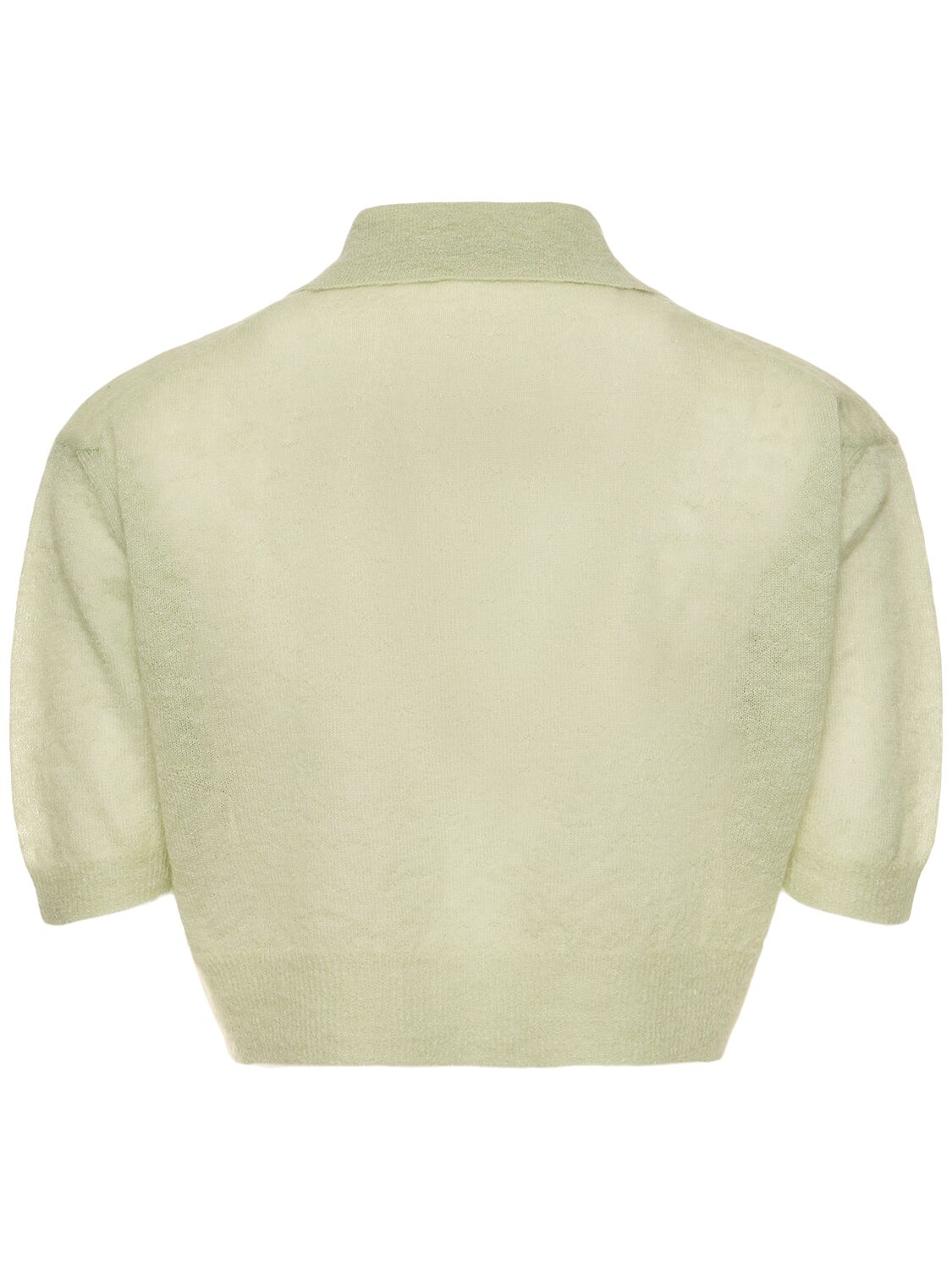 Shop Auralee Mohair & Wool Knit Short Polo In Light Green