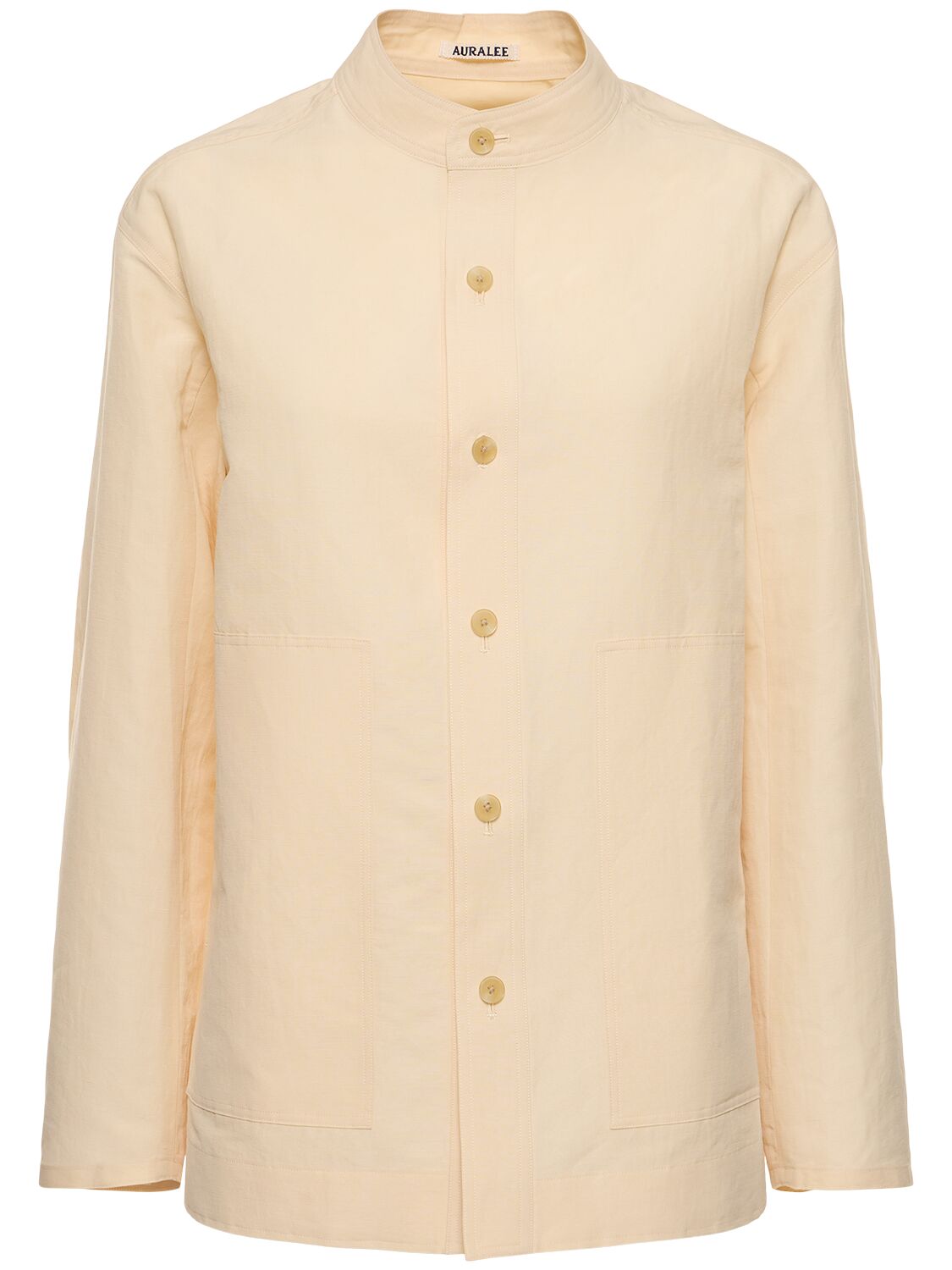 Auralee Linen & Cotton Long Sleeve Shirt In White