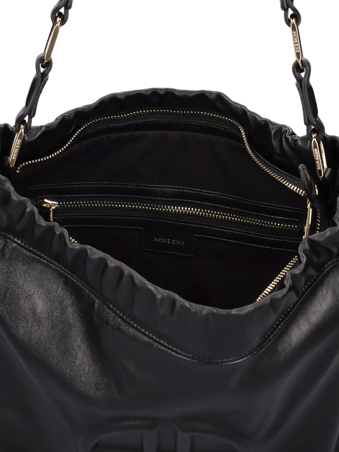 Shop Anine Bing Kate Leather Shoulder Bag In Black
