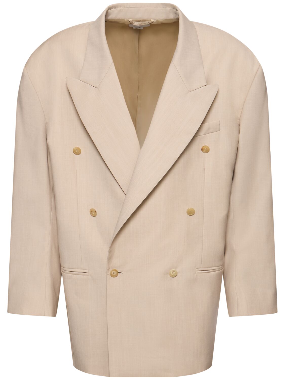 Hed Mayner Light Wool Double Breasted Jacket In Ecru