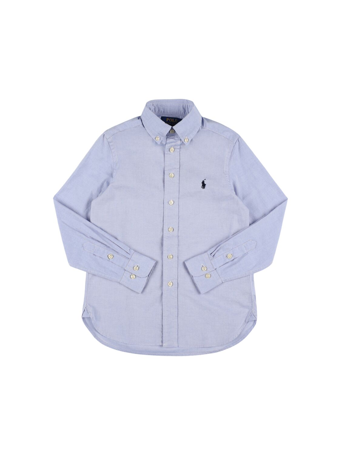 Ralph Lauren Kids' Logo Embroidered Cotton Poplin Shirt In Blue