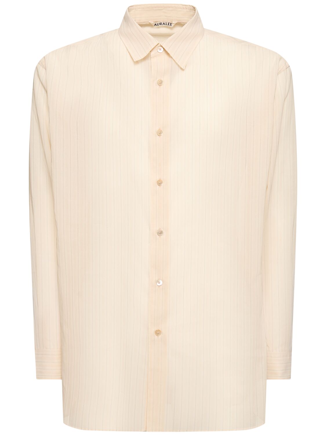 Auralee Striped Cotton Organza Shirt In Beige