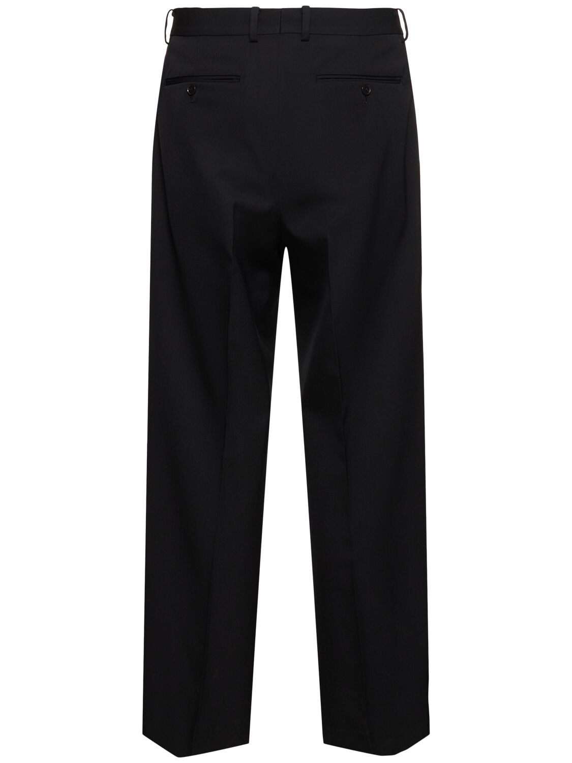 Shop Auralee Pleated Wool Gabardine Straight Pants In Black