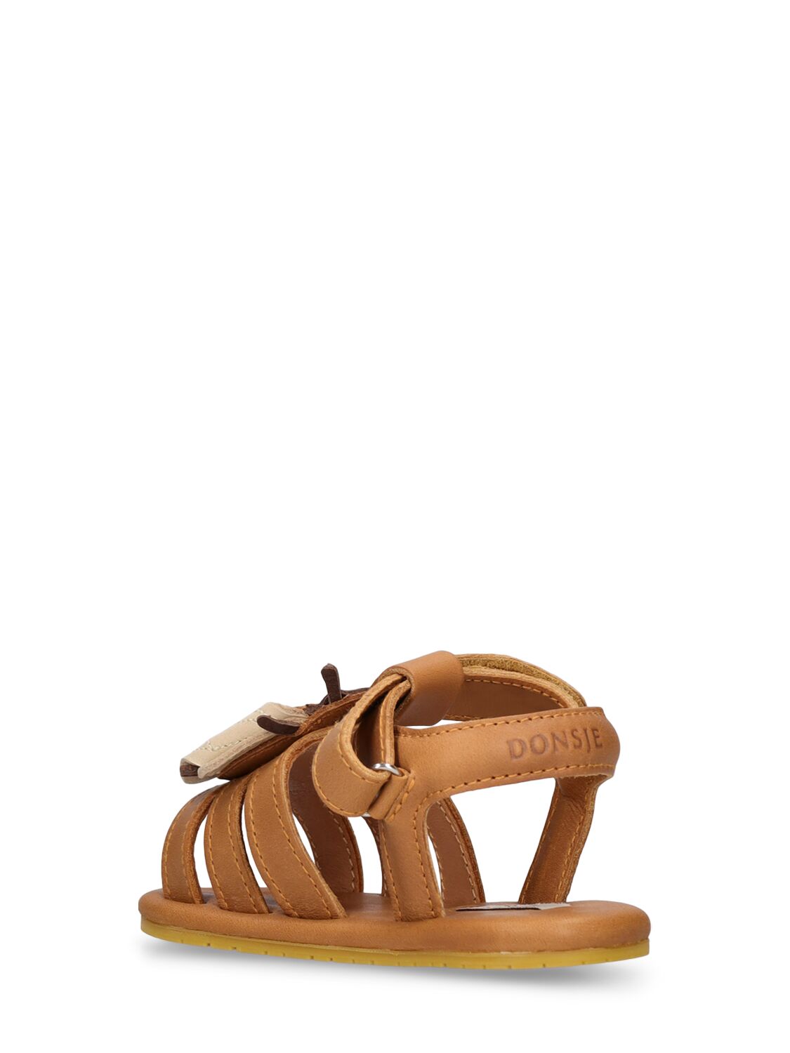 Shop Donsje Leather Sandals W/ Bee Patch In Brown