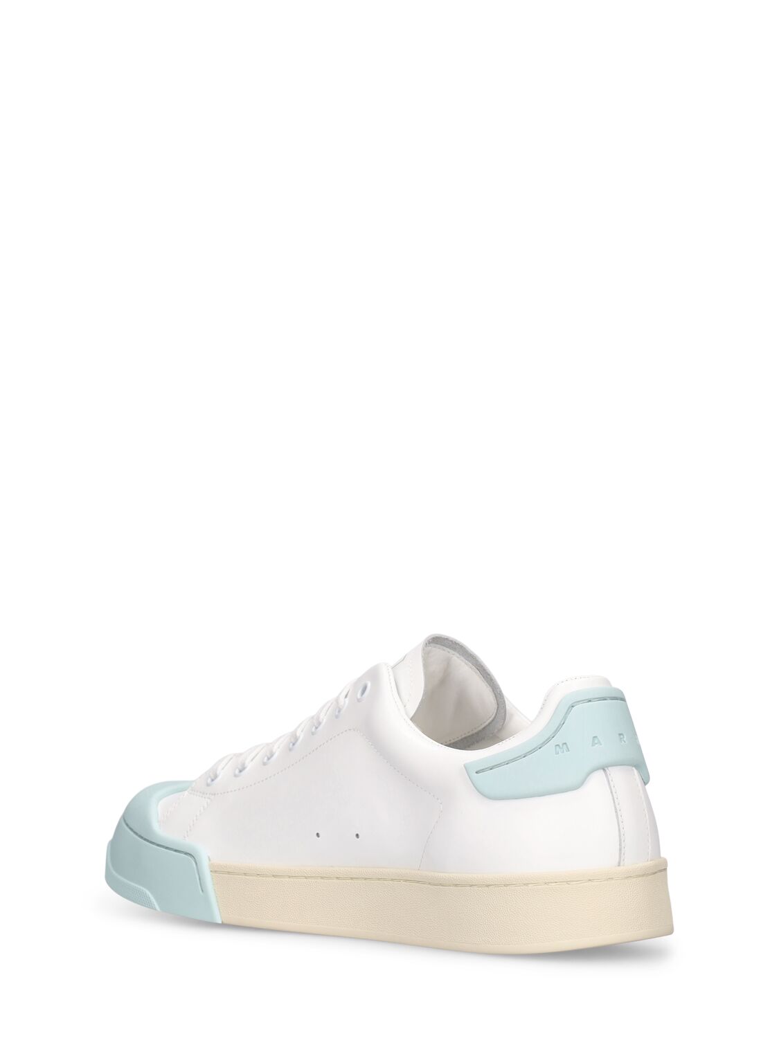 Shop Marni Dada Bumper Leather Low Top Sneakers In White,blue