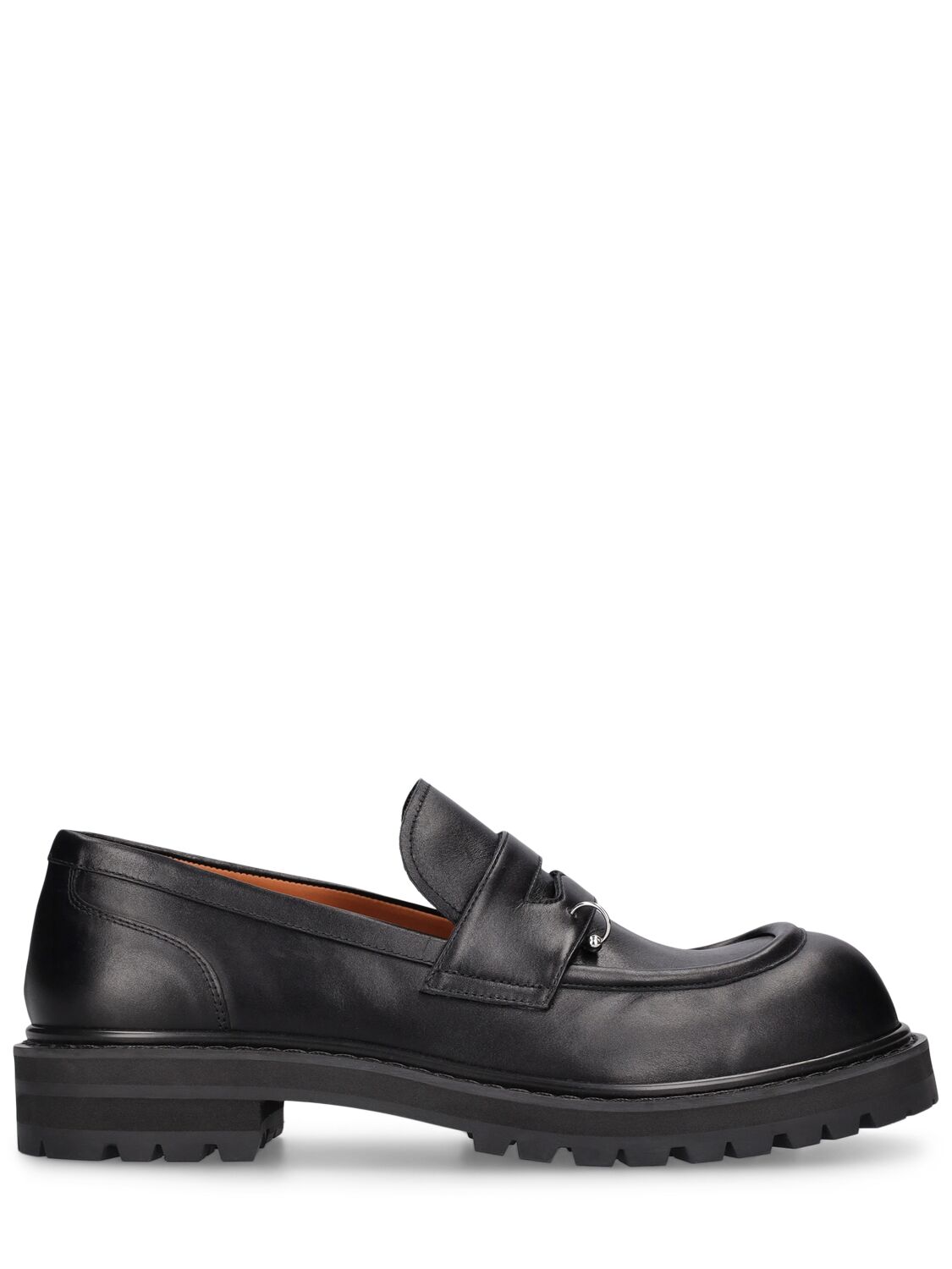 Shop Marni Leather Loafers In Black