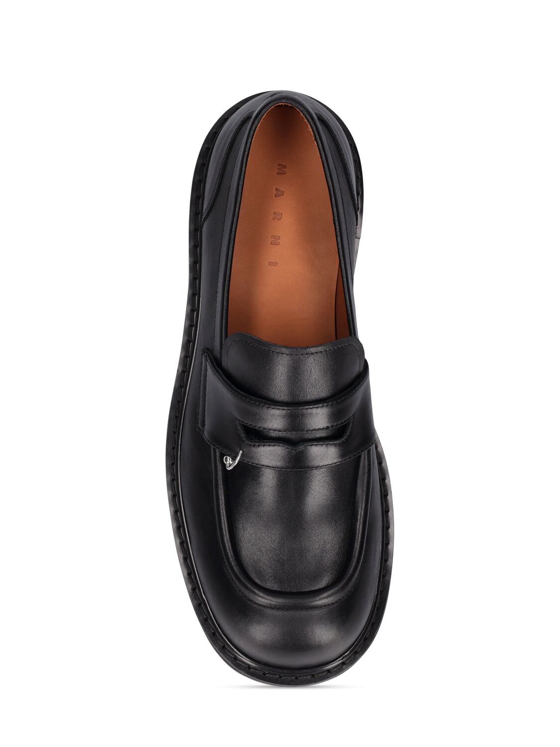 Shop Marni Leather Loafers In Black