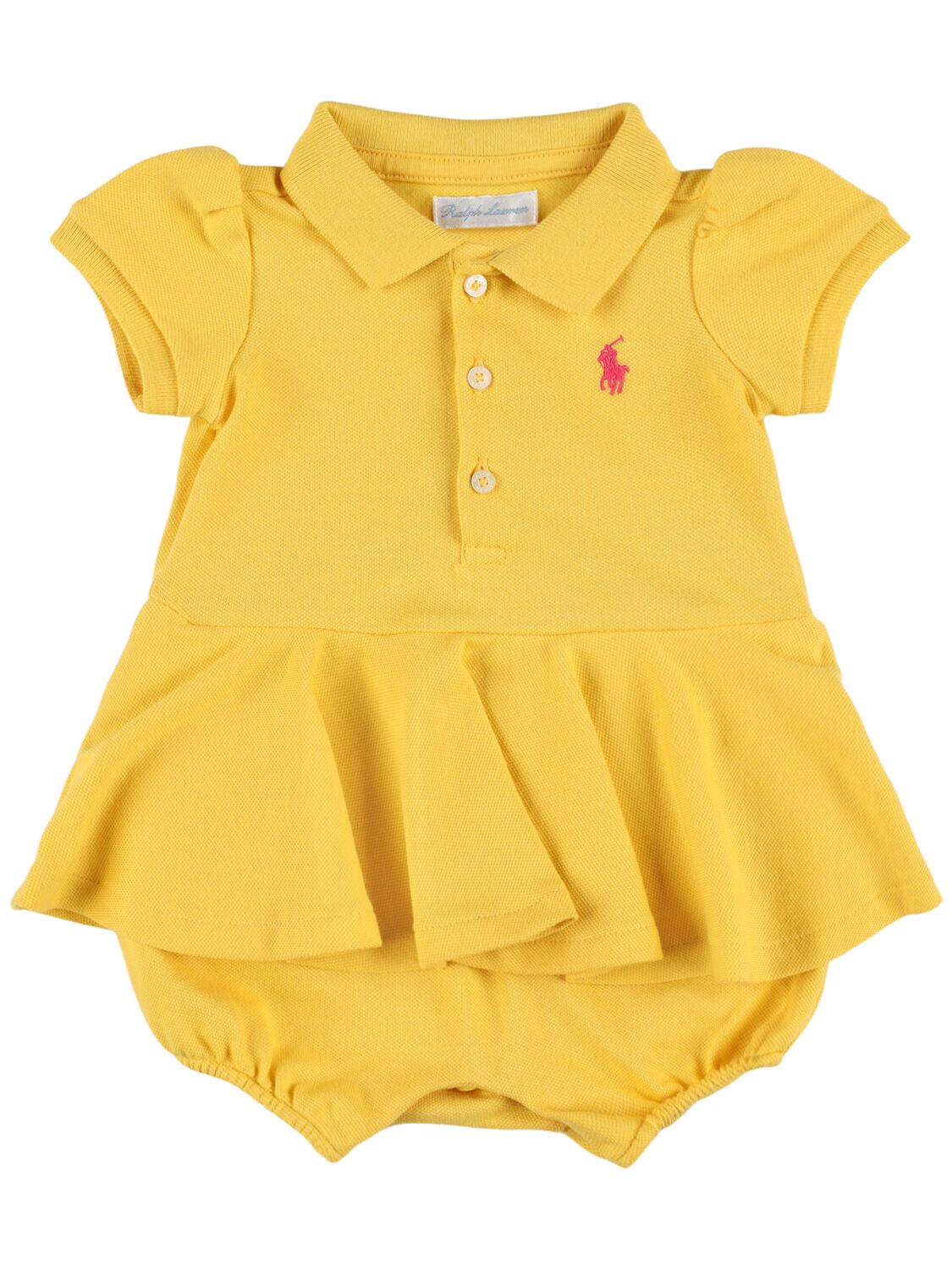 Ralph Lauren Babies' Cotton Polo Romper In Yellow
