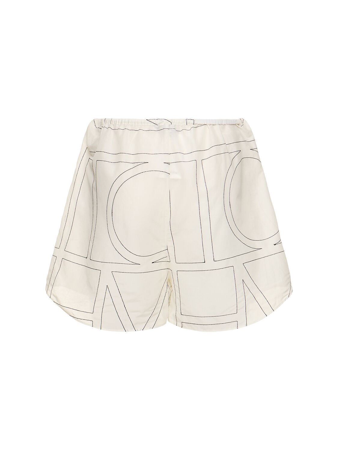 Shop Totême Monogram Cotton Blend Pajama Shorts In White,black