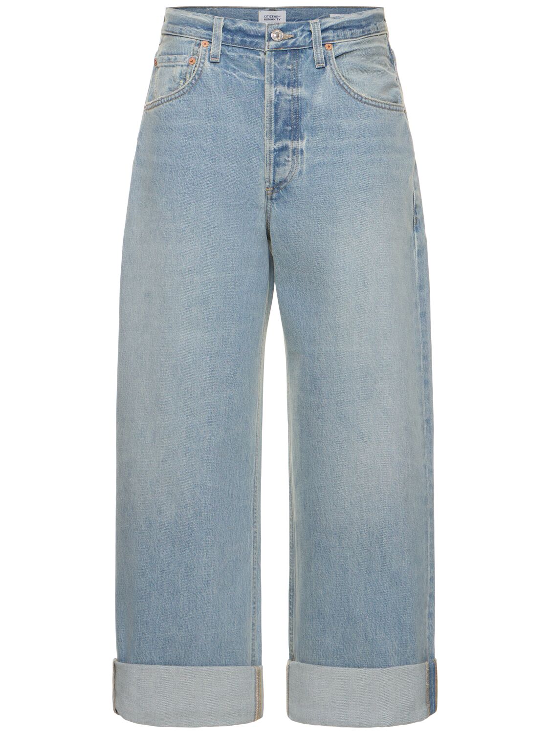 Image of Ayla Cuffed Baggy Cotton Crop Jeans
