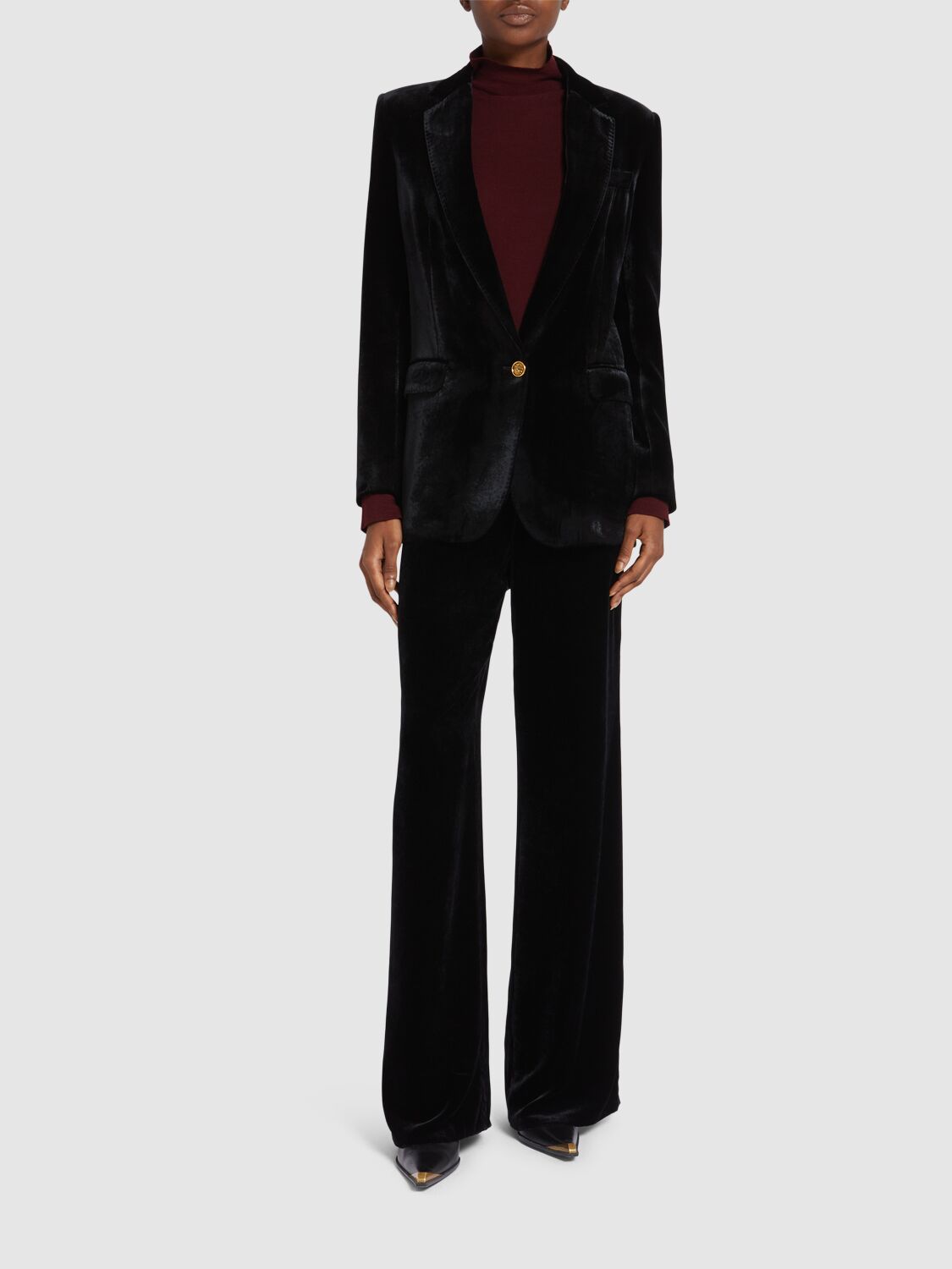 Shop Etro Velvet Single Breast Jacket In 黑色