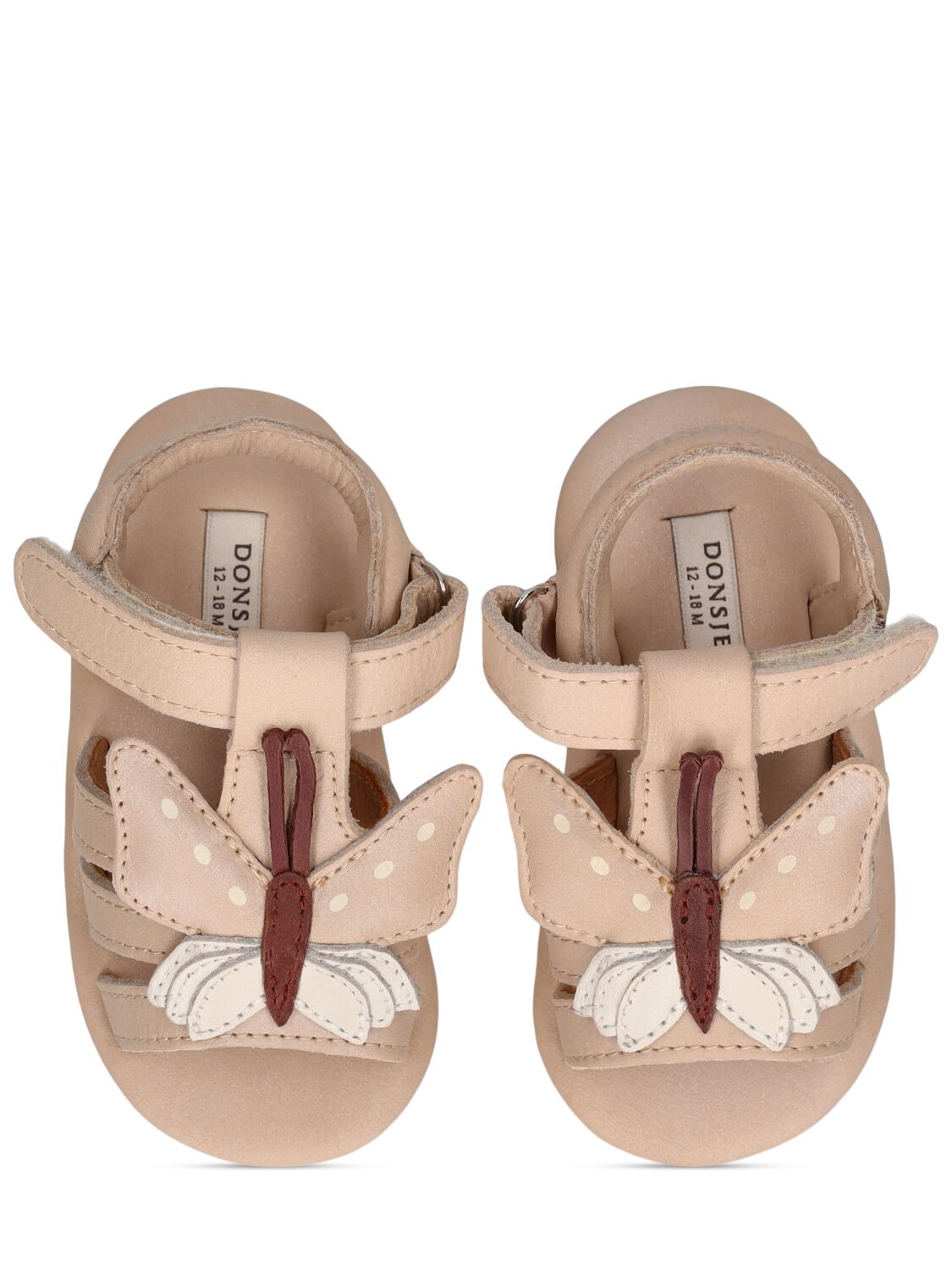 Shop Donsje Leather Sandals W/ Butterfly Patch In Pink