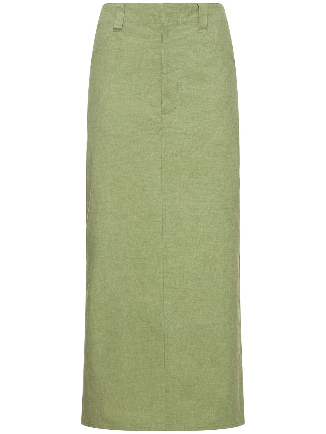 Auralee Cotton Canvas Midi Skirt In Green