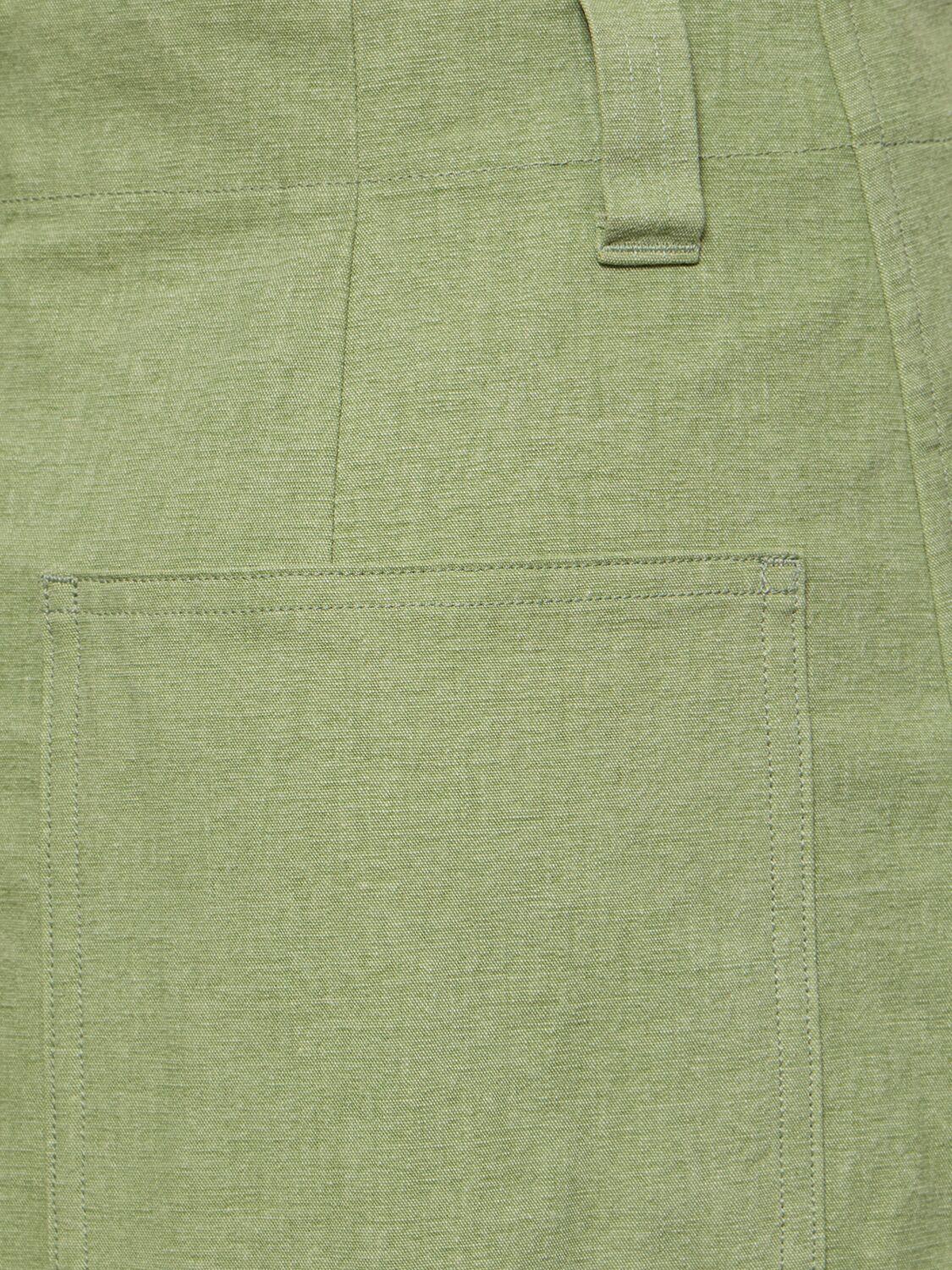 Shop Auralee Cotton Canvas Midi Skirt In Green