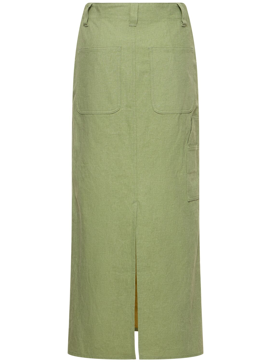 Shop Auralee Cotton Canvas Midi Skirt In Green