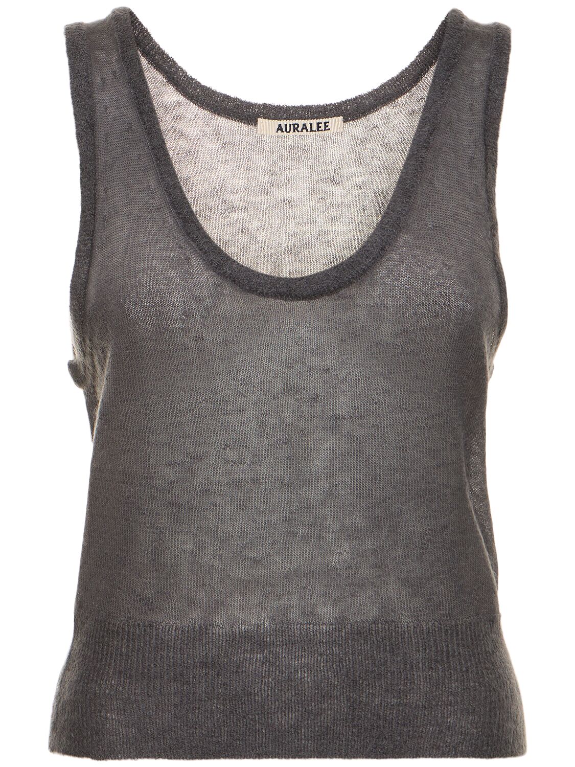 Auralee Mohair Blend Knitted Crop Top In Grey