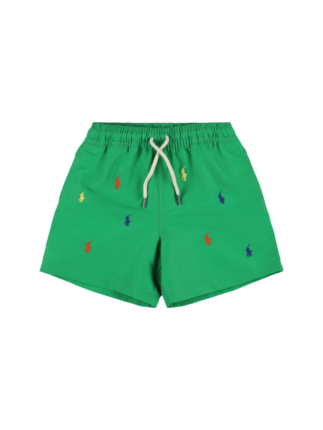 Ralph Lauren Kids' Recycled Nylon Swim Shorts W/ Logo In Green