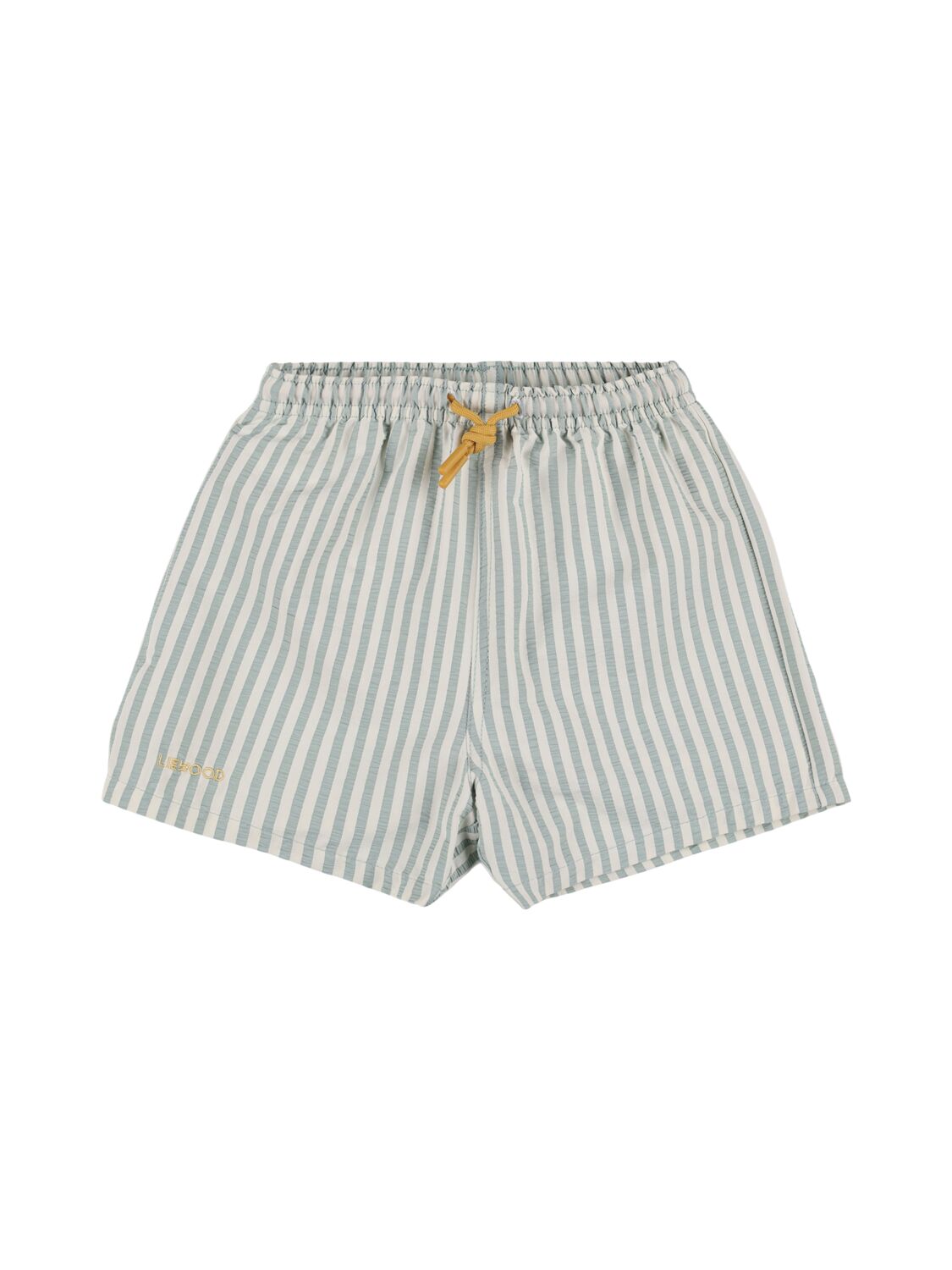 Liewood Kids' Striped Print Nylon Swim Shorts In 绿色,白色