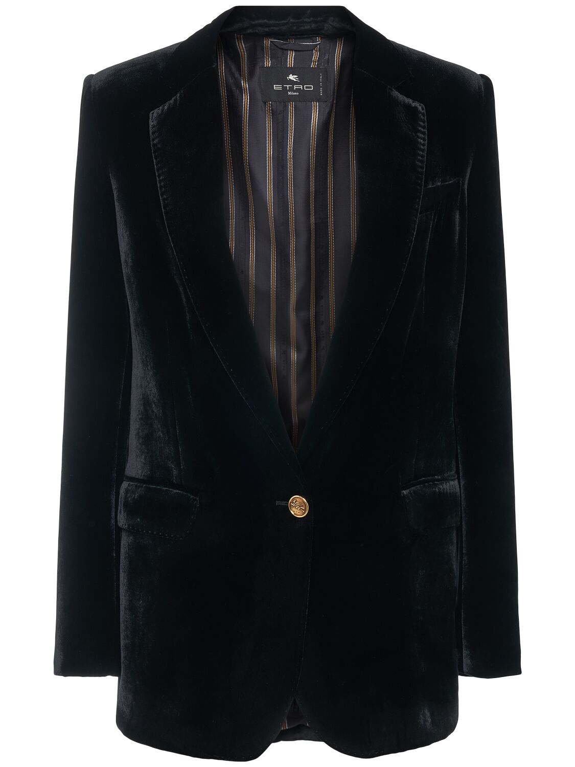 Shop Etro Velvet Single Breast Jacket In 黑色