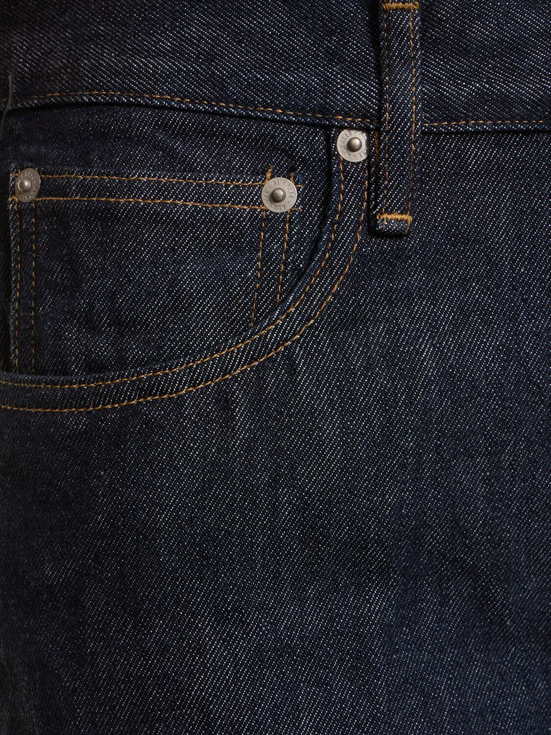 Shop Auralee 5 Pocket Denim Straight Pants In Blue