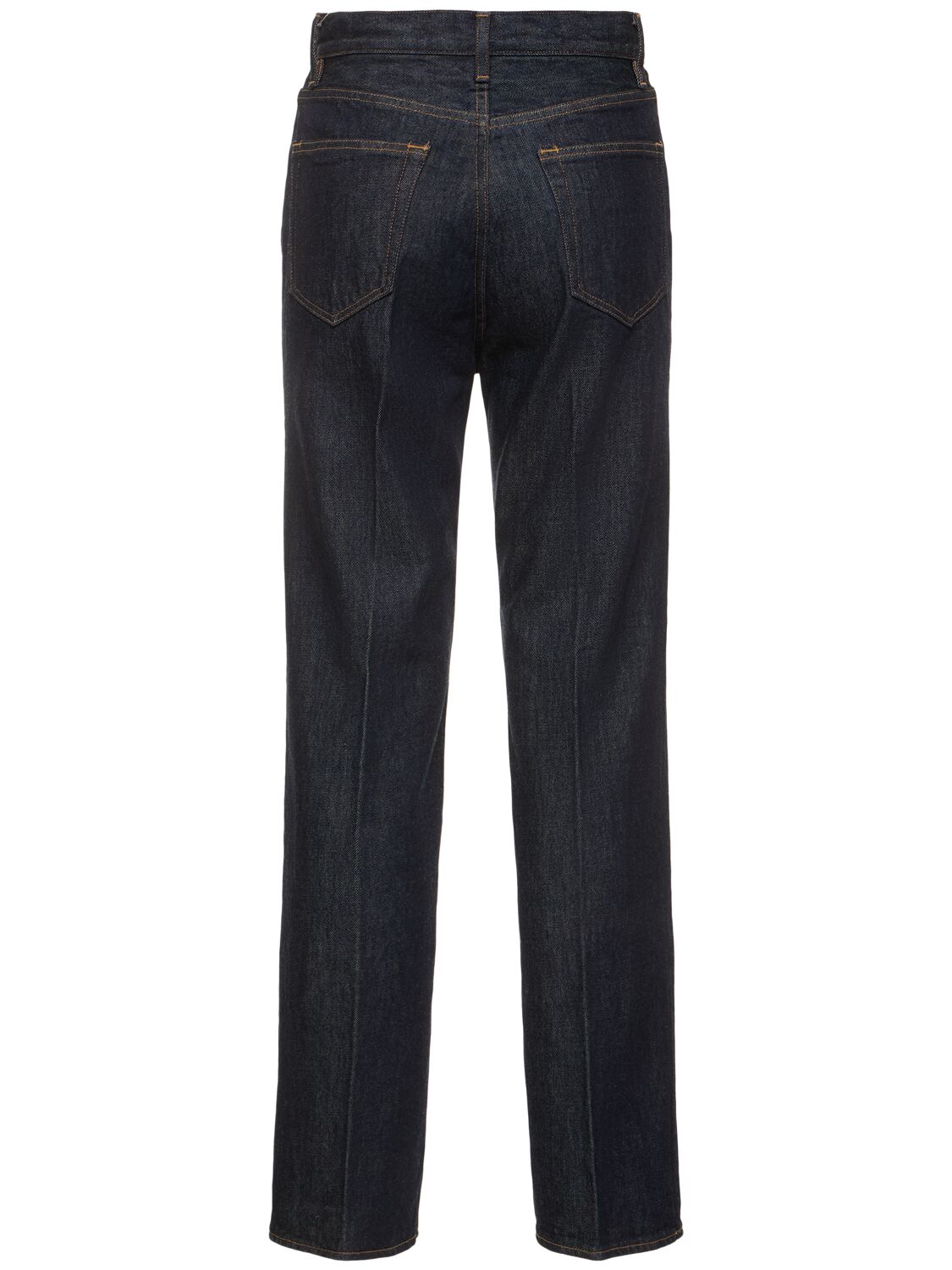 Shop Auralee 5 Pocket Denim Straight Pants In Blue