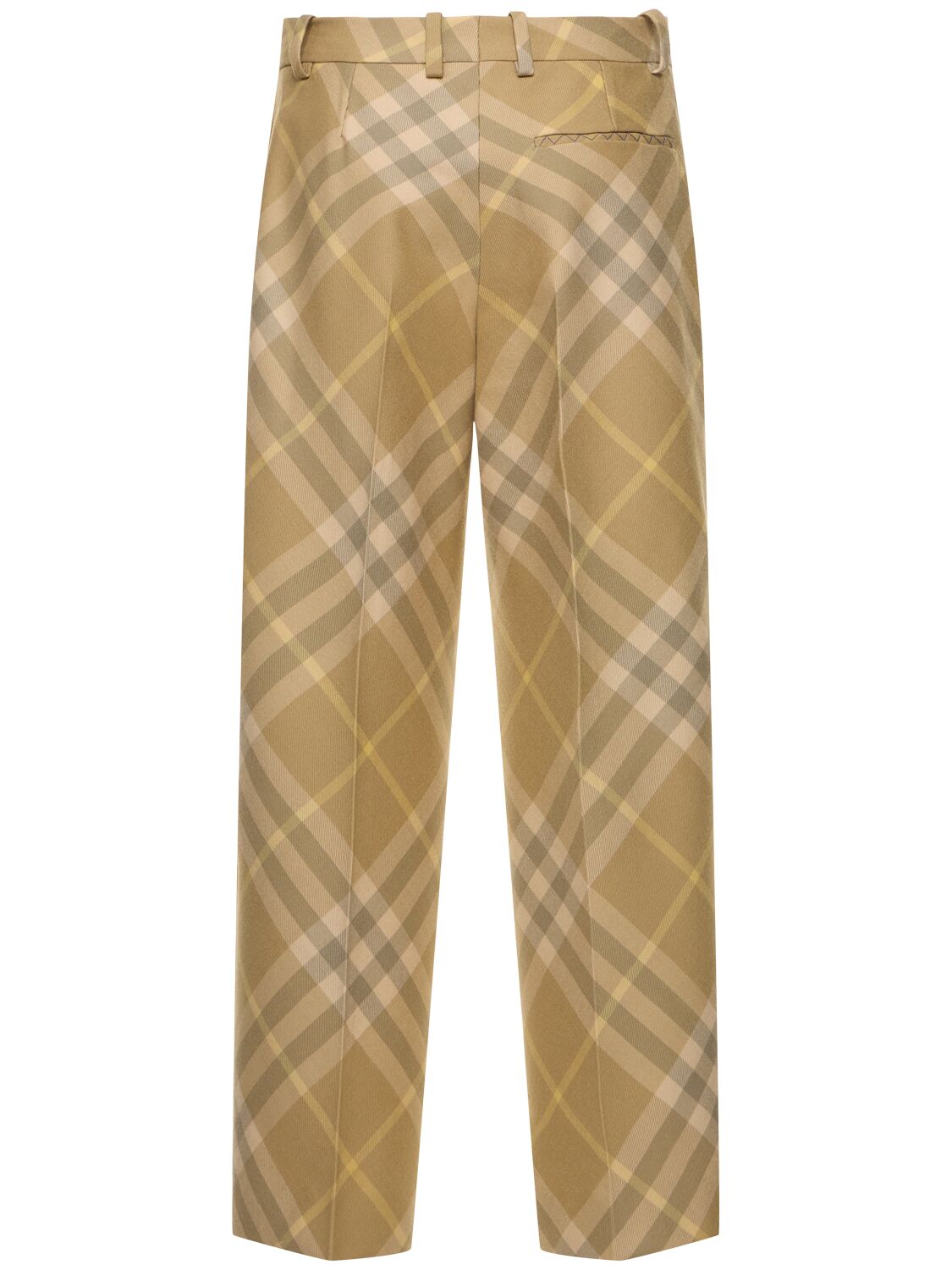 Shop Burberry Check Wool Straight Pants In Beige,multi