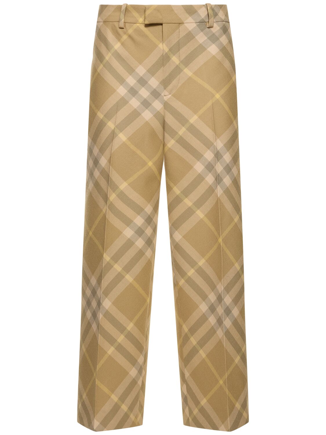 Burberry Check Wool Straight Pants In Multi