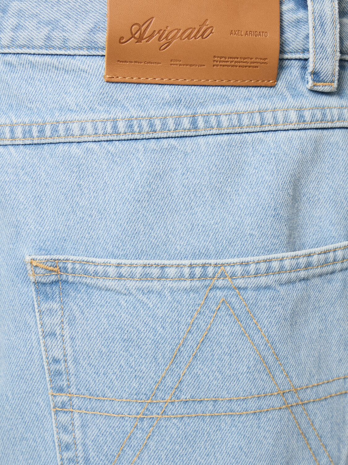 Shop Axel Arigato Studio Stripe Cotton Denim Jeans In Light Blue