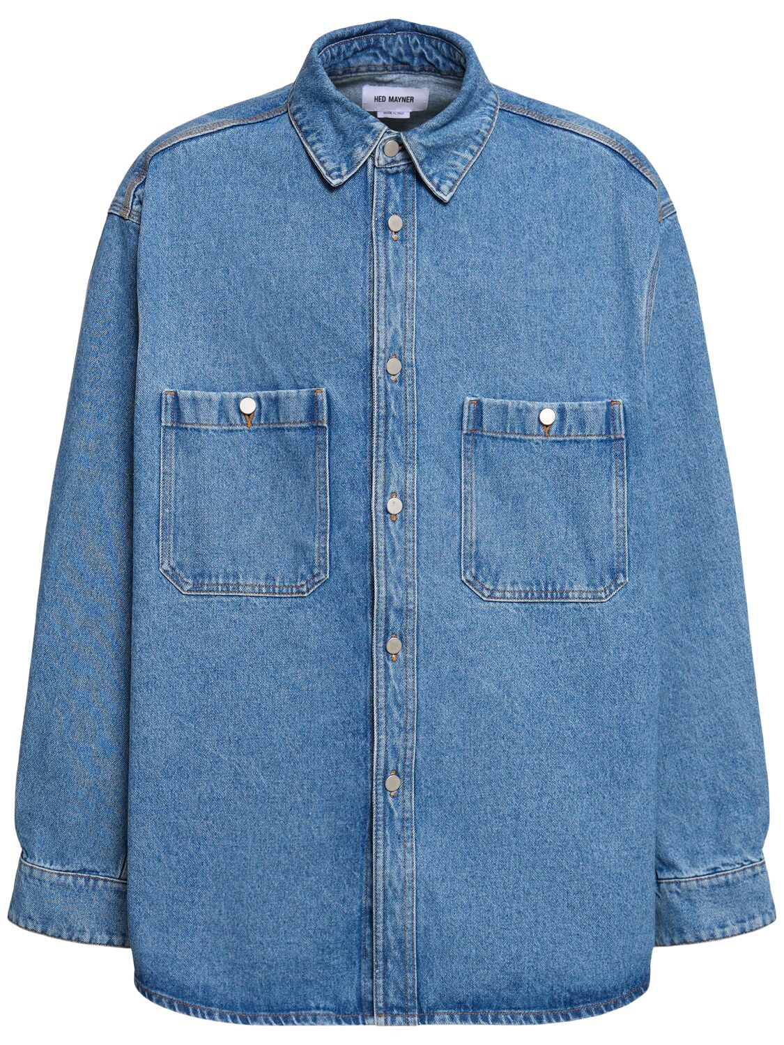 Hed Mayner Cotton Denim Shirt In Blue
