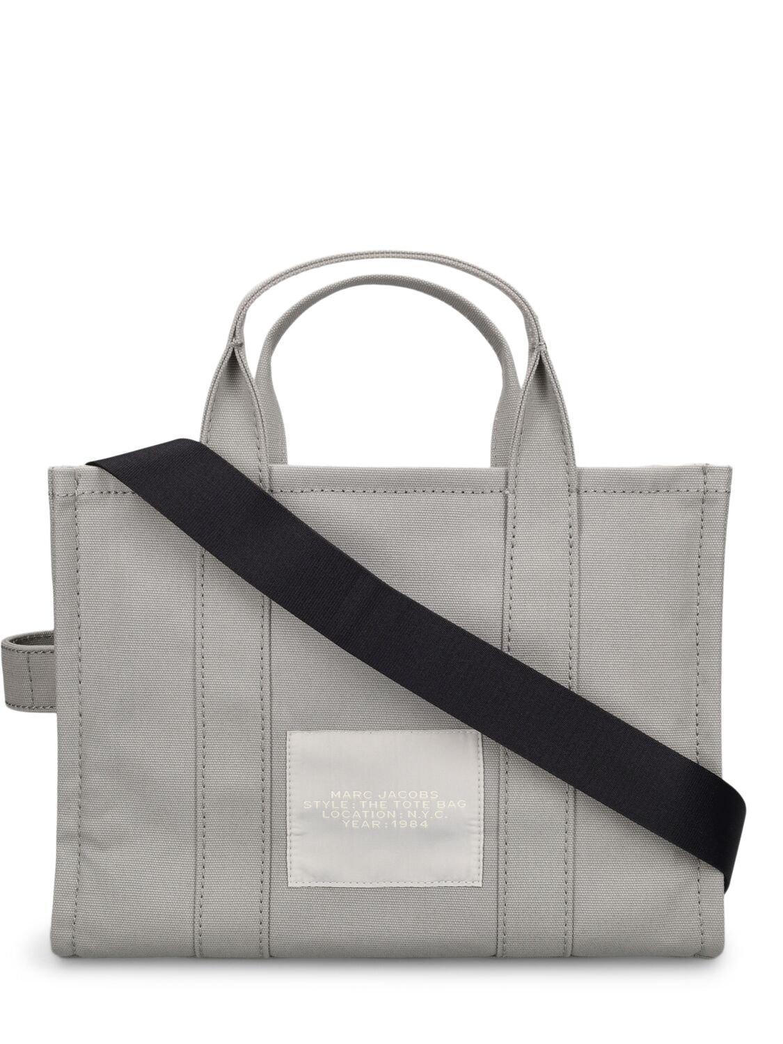 Shop Marc Jacobs The Medium Tote Cotton Bag In Wolf Grey