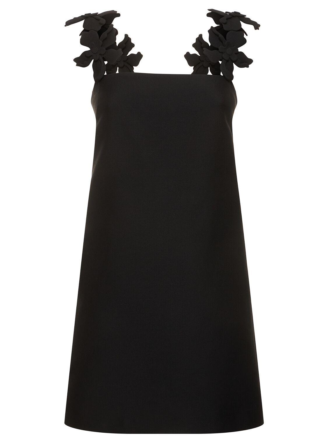 Valentino Embroidered Crepe Mini Dress In Black