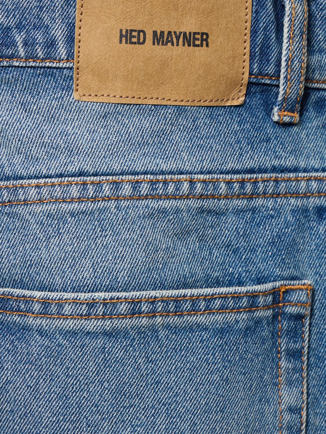 Shop Hed Mayner Cotton Denim Jeans In Blue