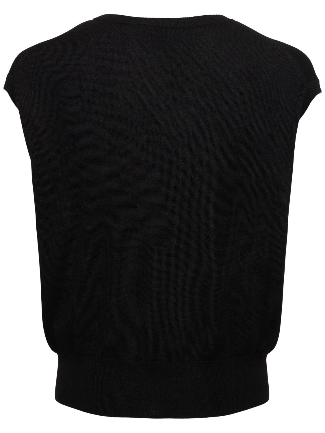 Shop Auralee Silk & Cashmere Knit V-neck Vest In Black