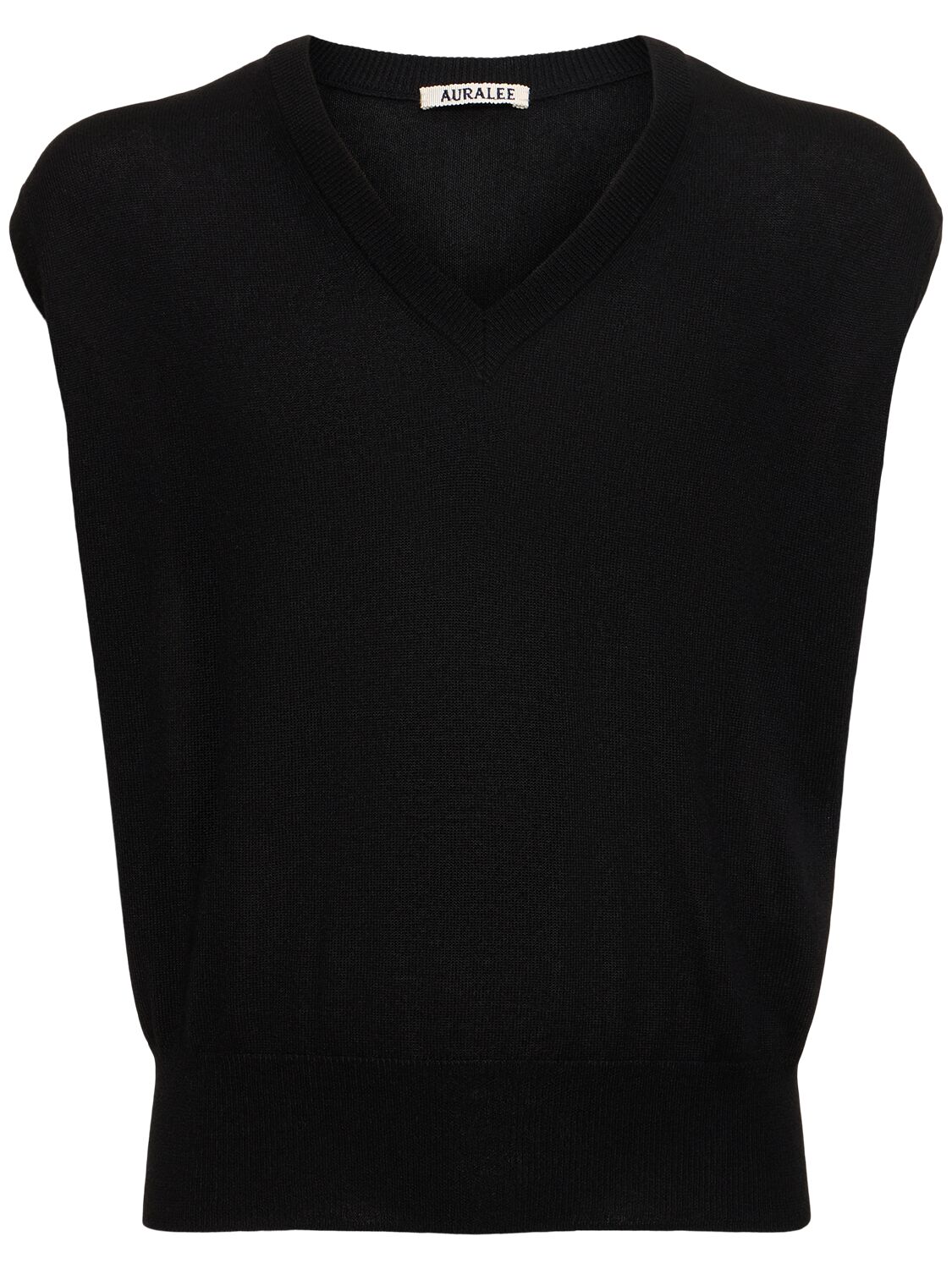 Auralee Silk & Cashmere Knit V-neck Vest In Black