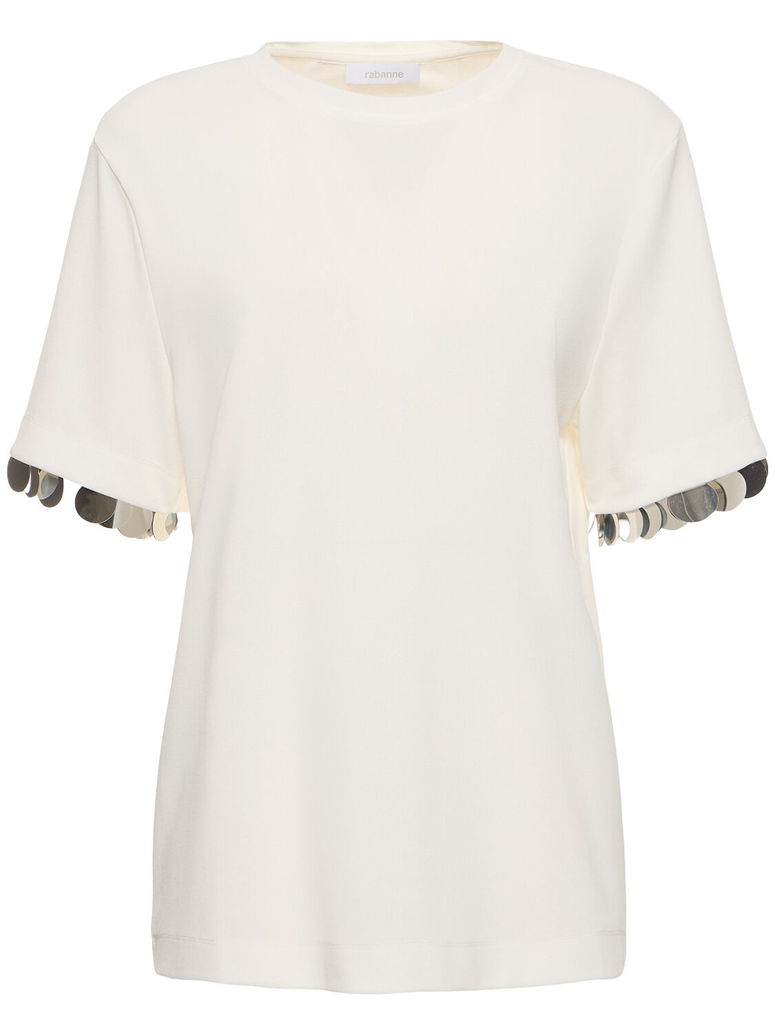 Shop Rabanne Jersey Crepe Embellished T-shirt In White