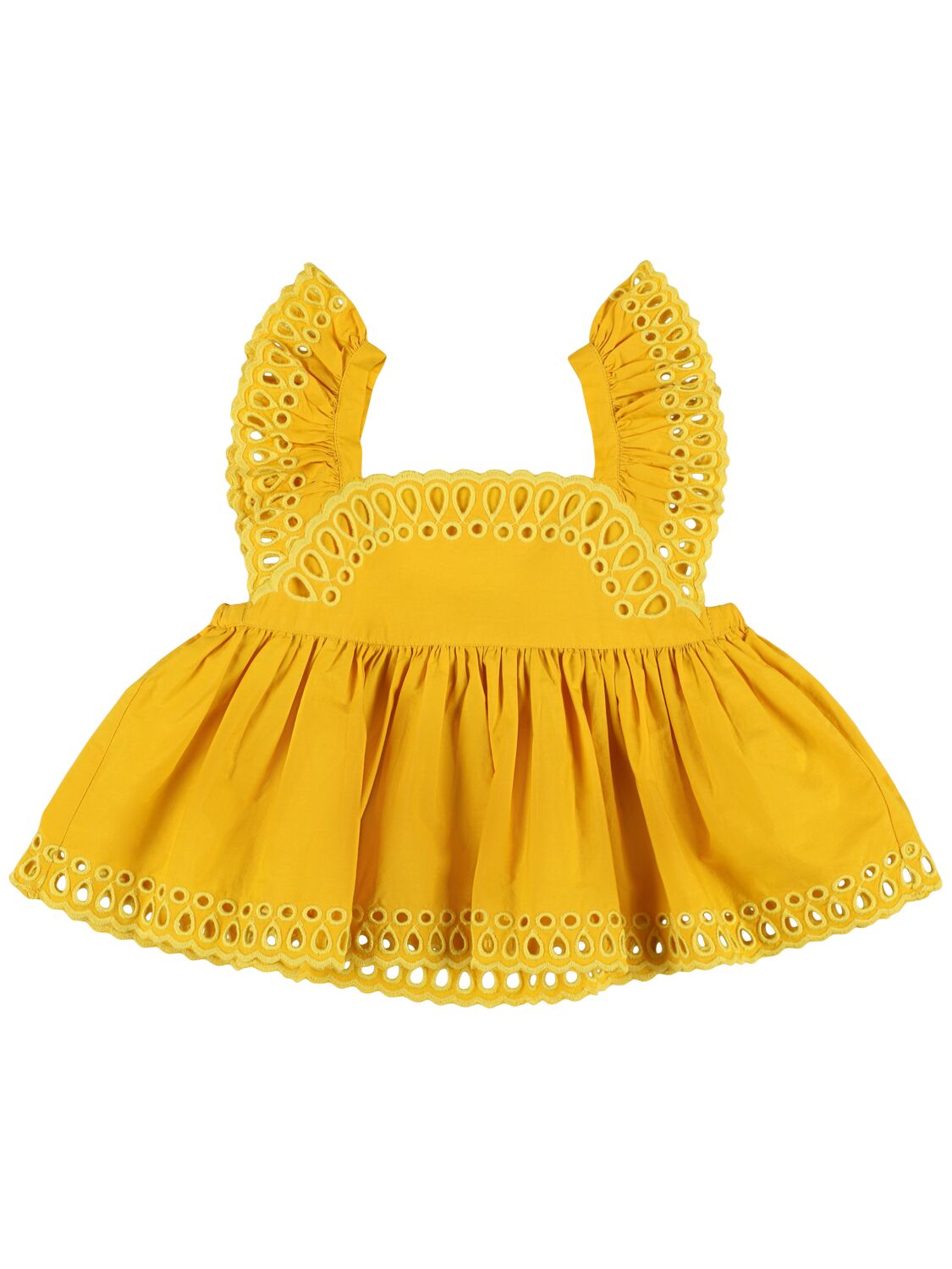 Stella Mccartney Kids' Ruffled Cotton Top In Yellow