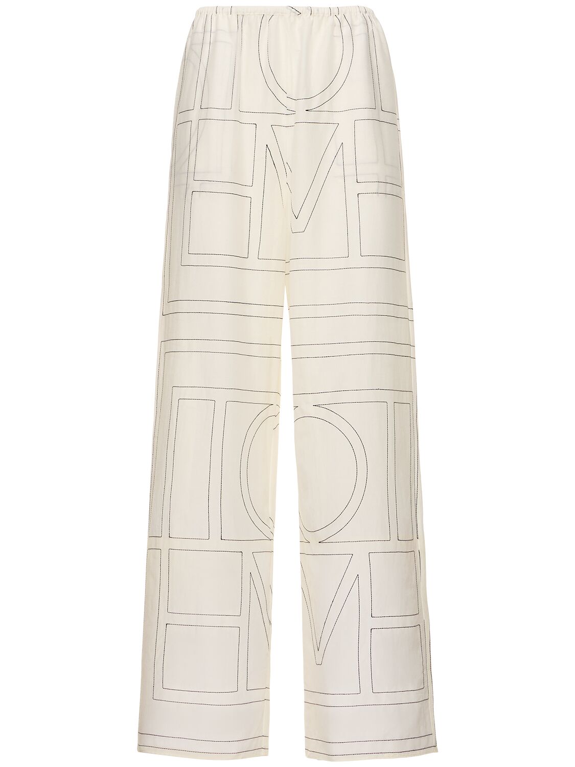 Totême Monogram Cotton Blend Pyjama Trousers In White/black