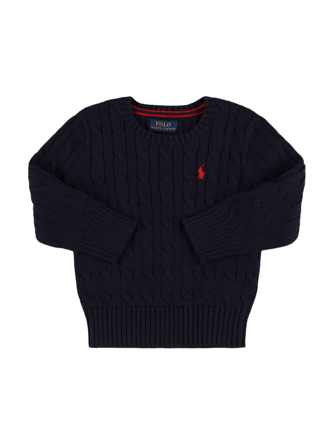 Ralph Lauren Babies' Logo Cotton Cable Knit Jumper In Black