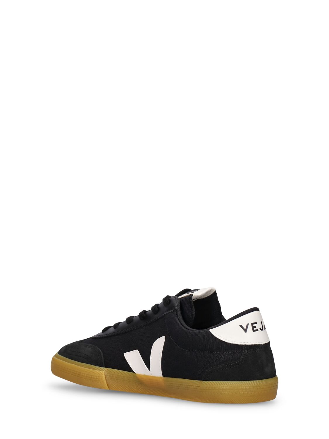 Shop Veja Volley Cotton Canvas Sneakers In Black