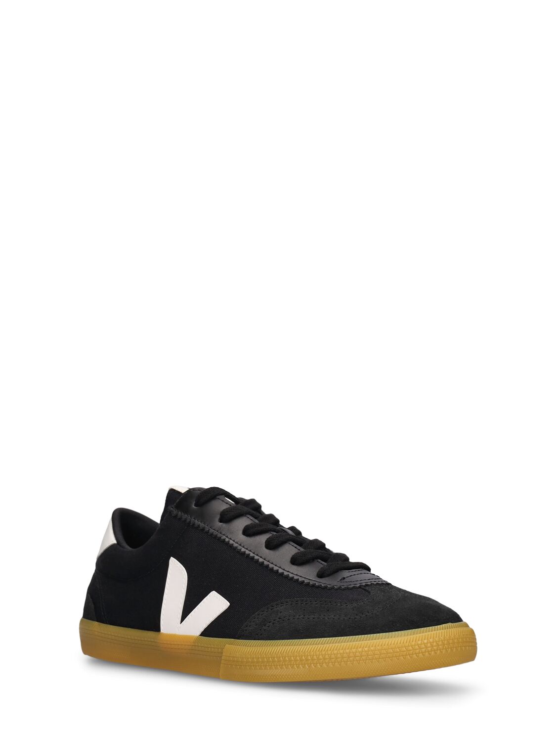 Shop Veja Volley Cotton Canvas Sneakers In Black